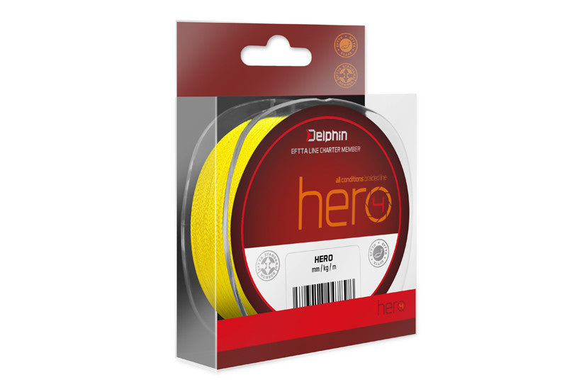 Pītā aukla Delphin HERO 4 fluo yellow