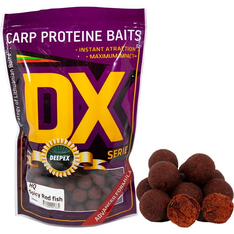 Deepex HQ Spicy Red Fish 18 mm proteīna boilas iepakojums