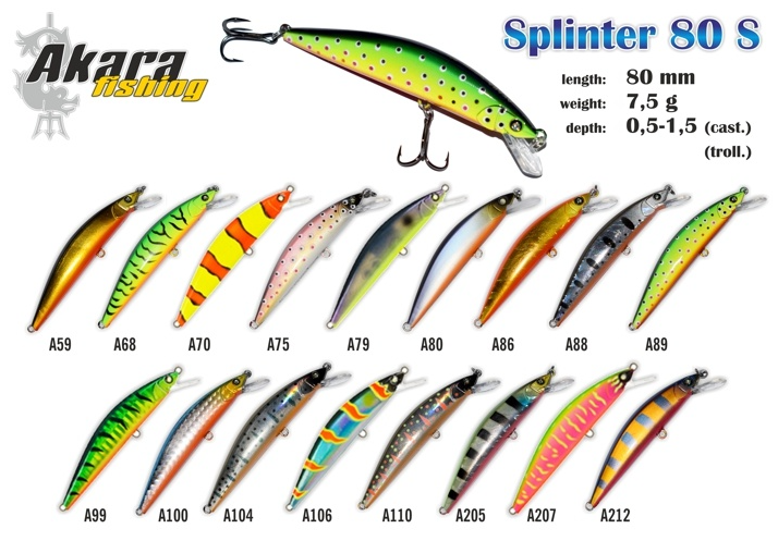 Vobleris AKARA «Splinter» 80 S (7,5 g, 80 mm)