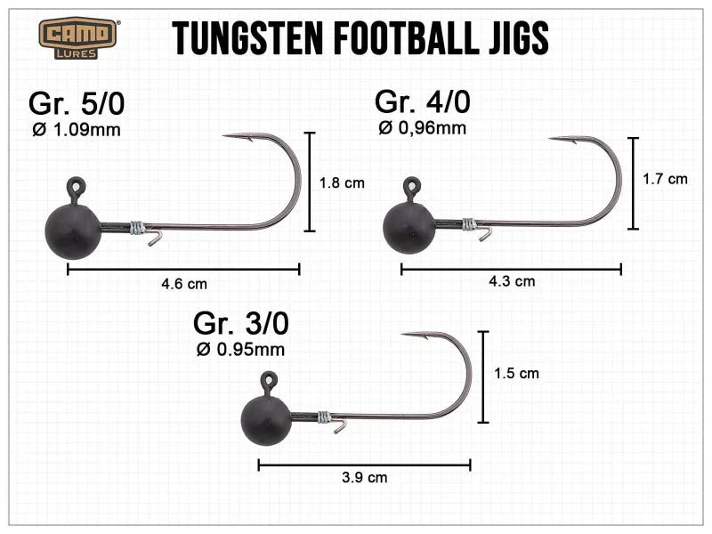 Volframa džiggalva CAMO Tungsten Football Jigs #4/0