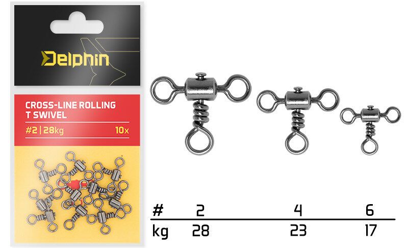 Griezuļi Delphin Cross-line rolling T swivel / 10 pcs