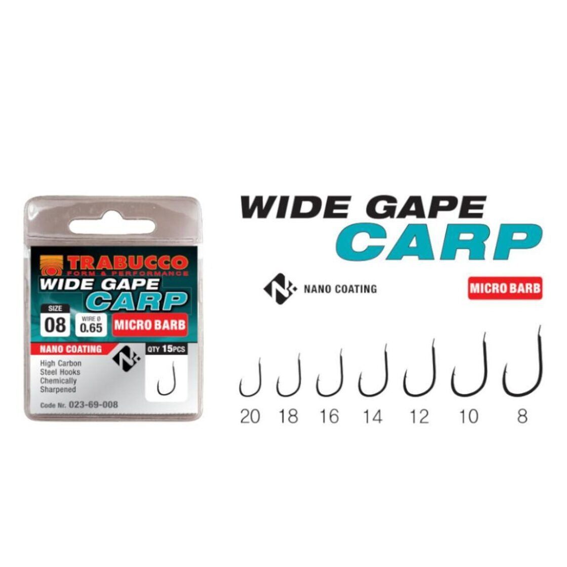 Āķi Trabucco WIDE GAPE CARP MICRO BARB Hooks / Mikro āķi