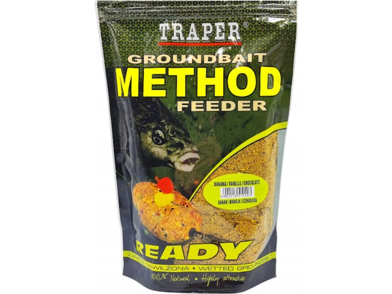 Sööt TRAPER Method Feeder Ready banaani / vanilje / šokolaadiga – 750 g