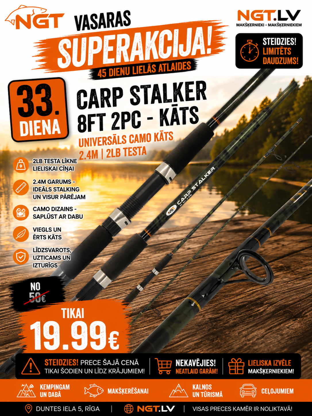NGT Carp Stalker ritv | 8 jalga | 2-osaline | 2 naela 
