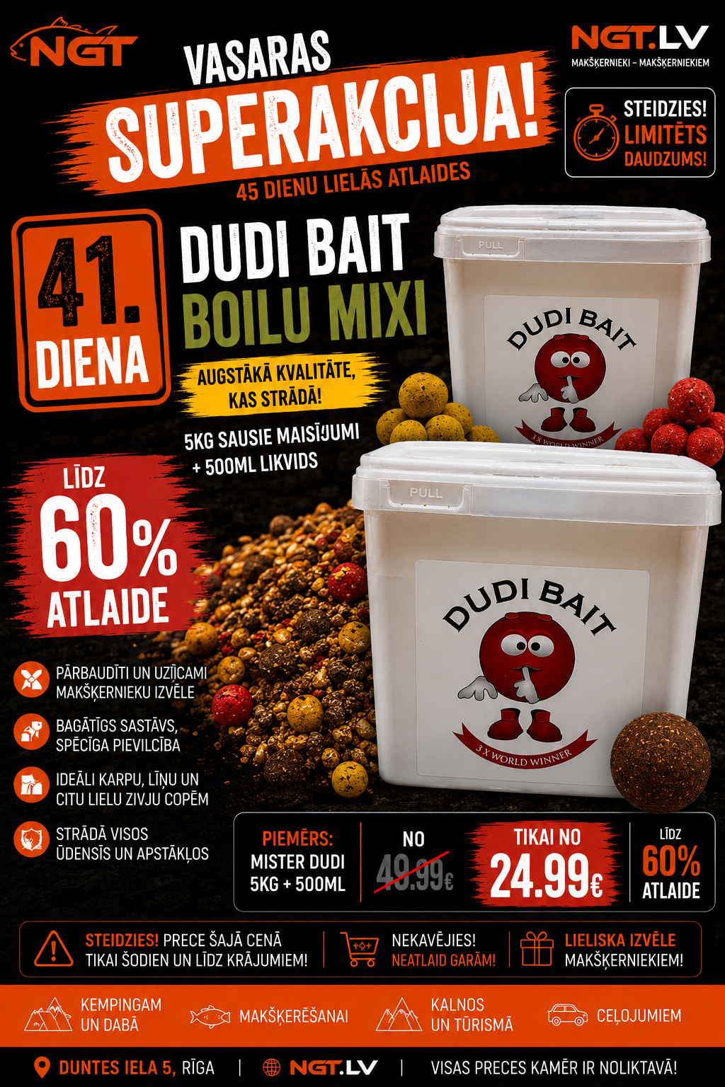 Boilie segu + vedel Dudi sööt Mister Dudi 5kg + 500ml