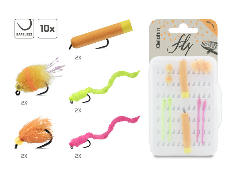 Mušiņu komplekts Delphin FLY / Bung trout