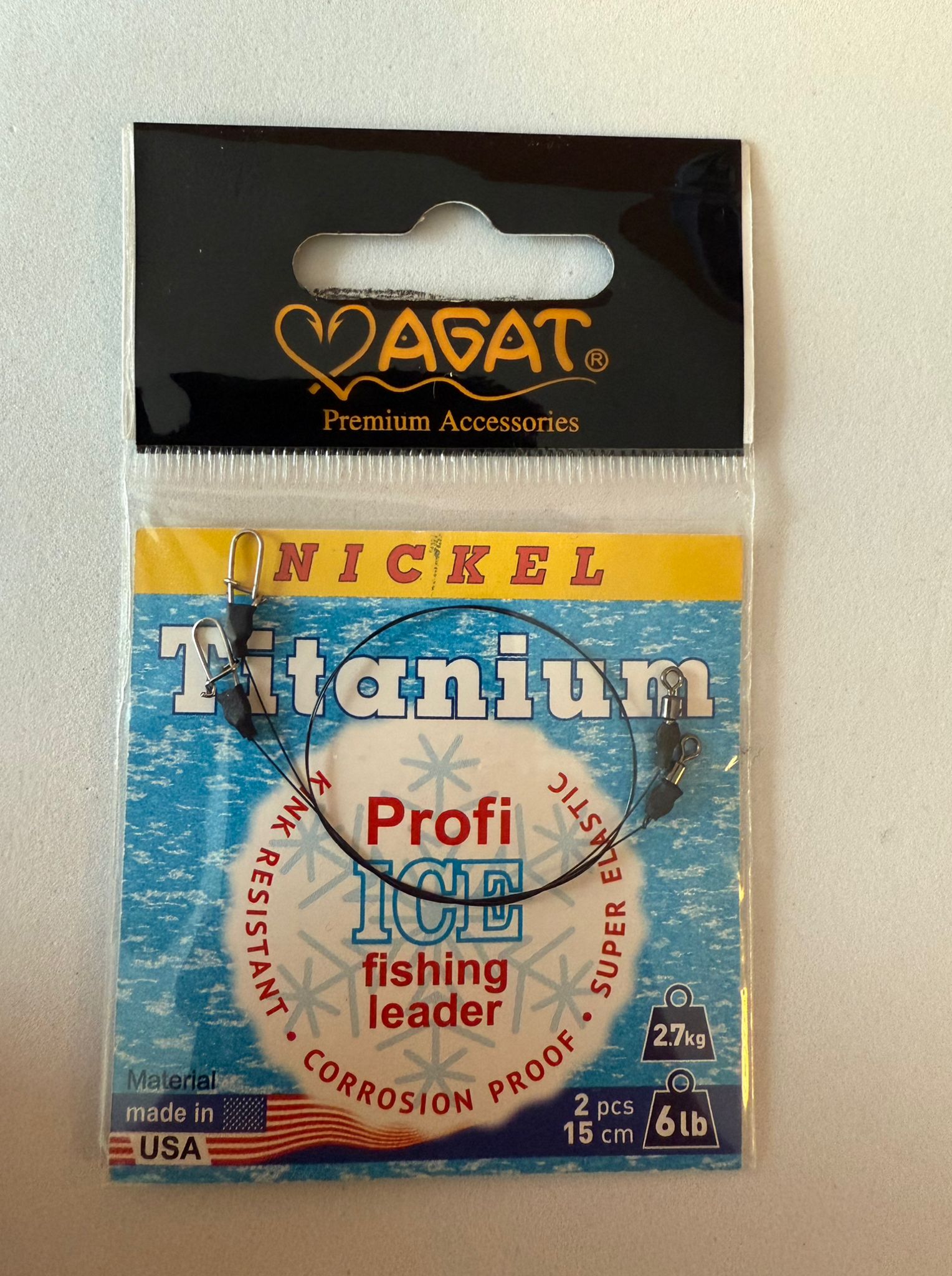 Pavadiņas Agat Nickel Titanium Profi UL | 2 gab. | 6 lb (ziemas makšķerēšanas pavadiņa)