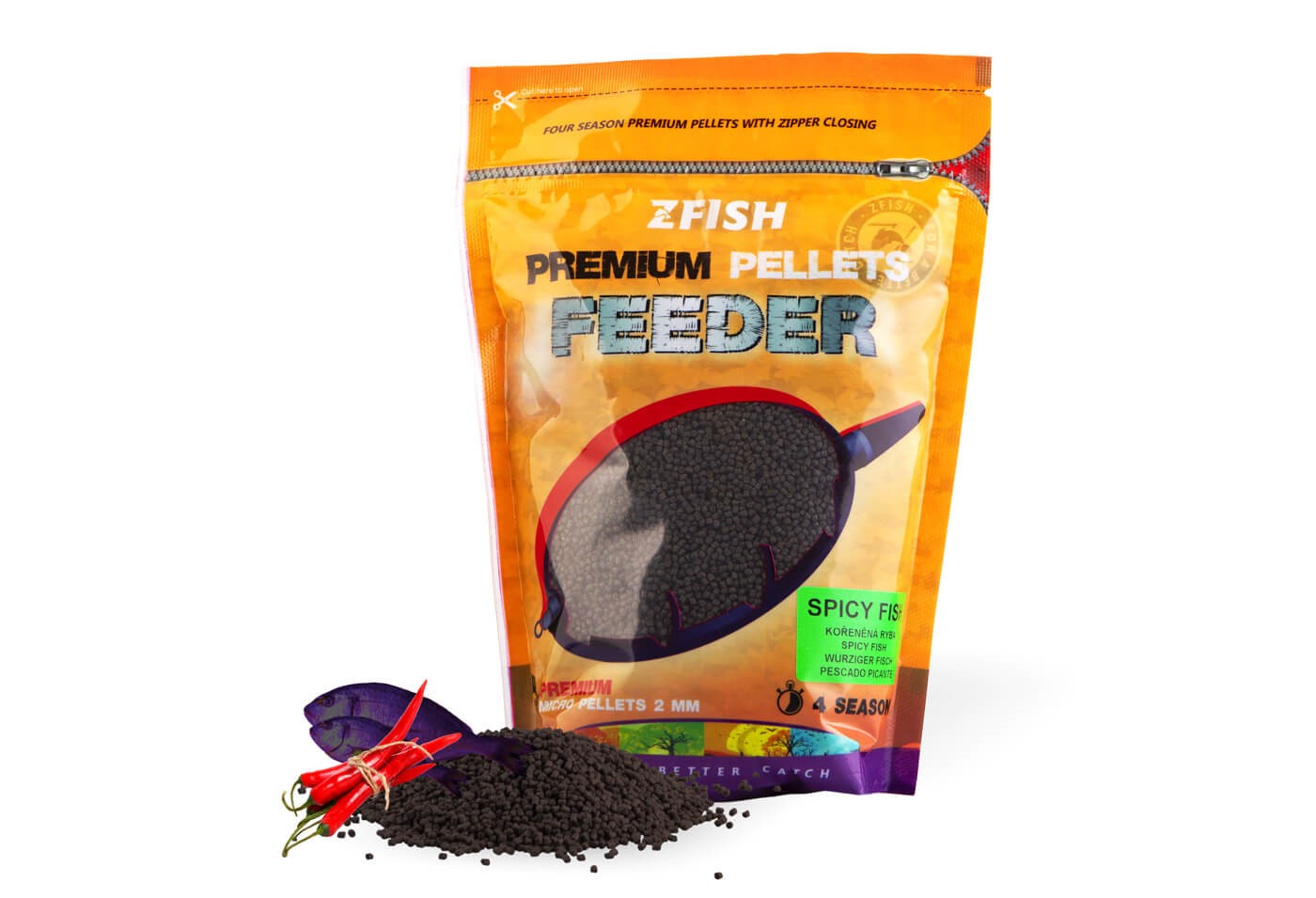Peletes ZFISH Micro Method Feeder Pellets 2mm/700g Spicy Fish