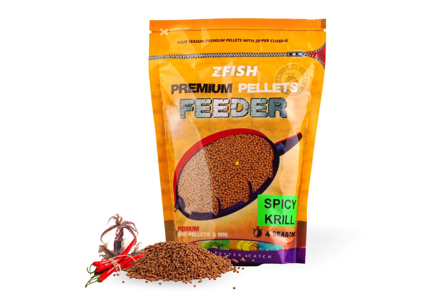 Peletes ZFISH Micro Method Feeder Pellets 2mm/700g Spicy Krill