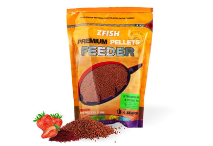 Peletes ZFISH Micro Method Feeder Pellets 2mm/700g Strawberry and Robin Red