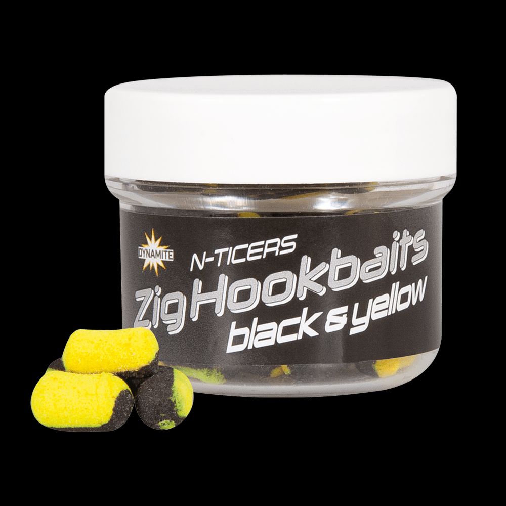 Pop Ups Dynamite Baits N-Ticers Zig Hook Baits Black and Yellow