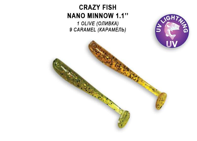 Silikona Mānekļi Crazy Fish NANO MINNOW 1.1" 1/9