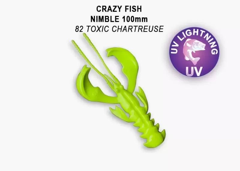 Silikona Mānekļi Crazy Fish Nimble 4" , 100 mm #82