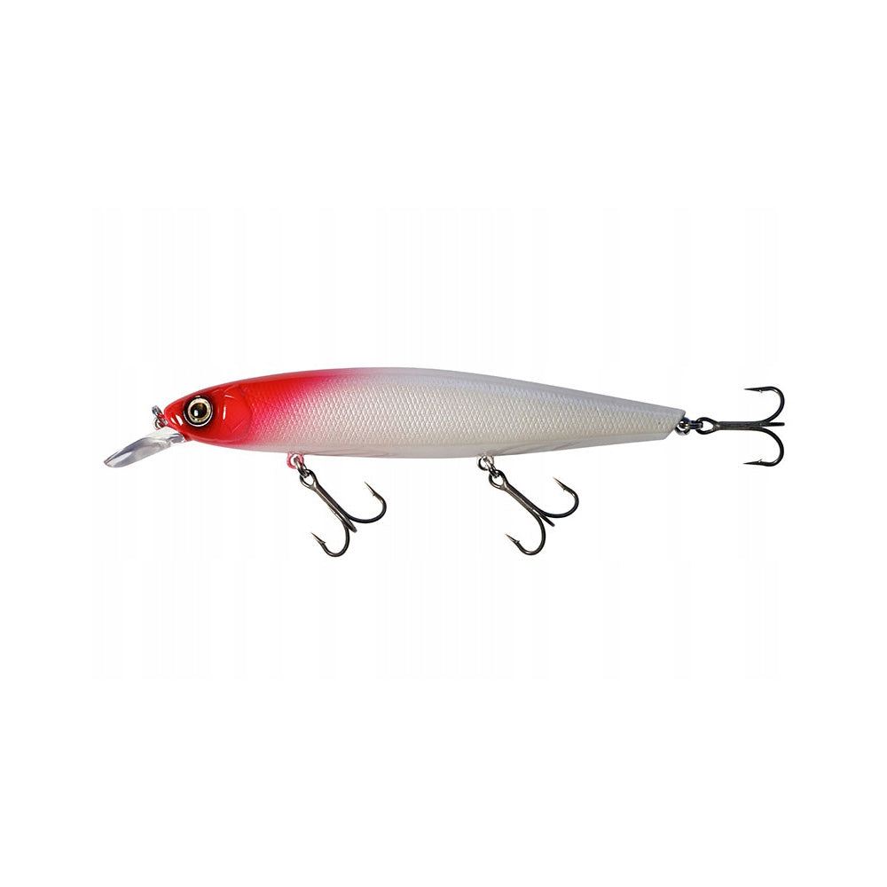 Vobleris DEPS BALISONG MINNOW 130SP Red Head Milky White