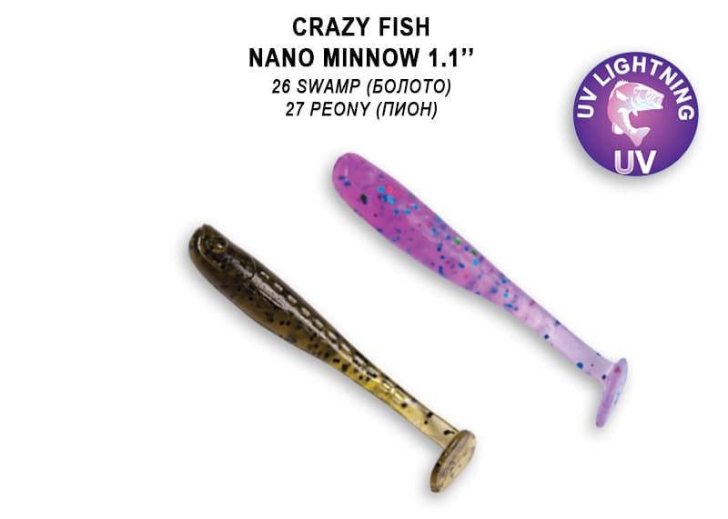 Silikoonist peibutised Crazy Fish NANO MINNOW 1.1"