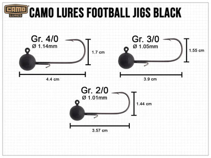 Džiggalva CAMO LURES Football Jigs BLACK #2/0