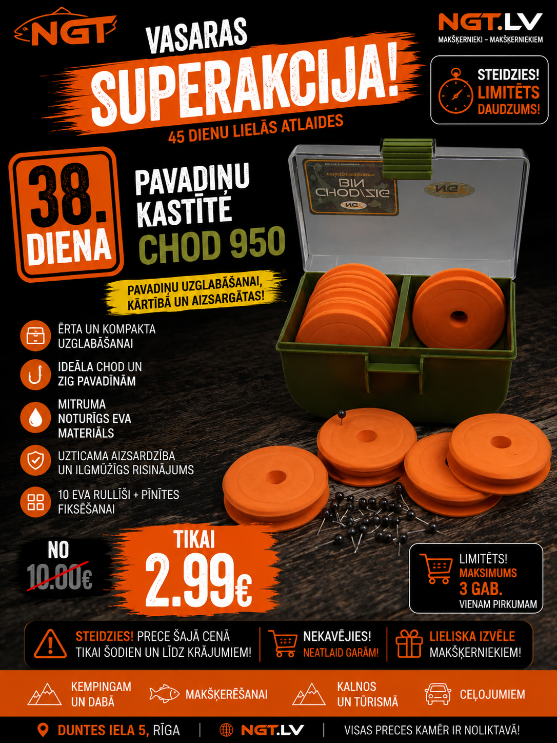 Pliikarp NGT Rig Box 950 - 10 EVA suurt Chod/Zig Rig Winderit