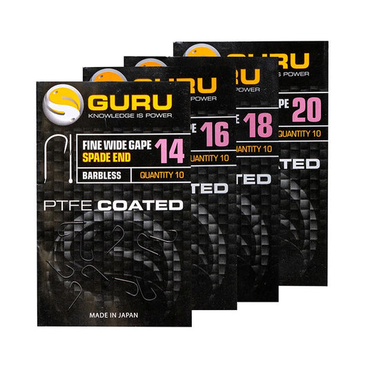 Guru Āķi Guru Fine Wide Gape Spade End Barbless Hooks Produkts