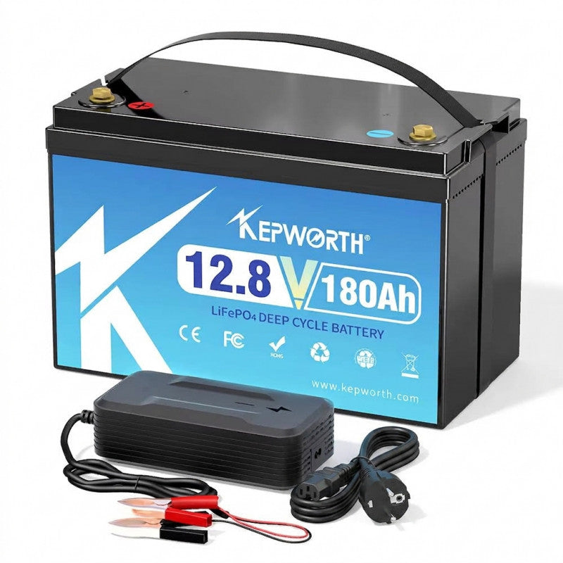 Akumulators KEPWORTH Lithium LifePo4 12V 180Ah (333x176x217mm, 16kg) IP65 Waterproof (ar lādētāju)