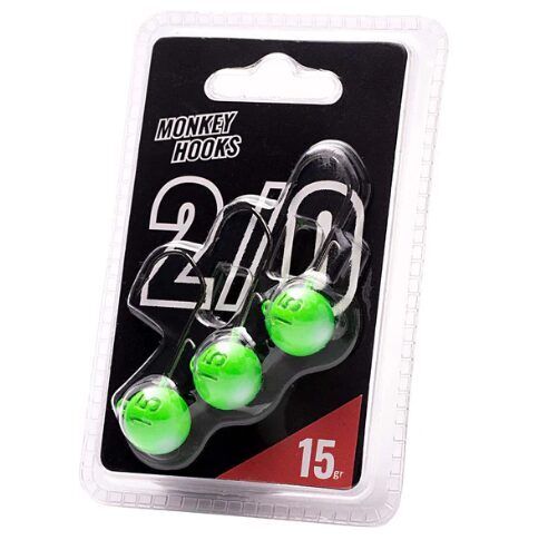 Monkey Lures Džiggalvas Monkey Hooks 2/0 Green - White Produkts