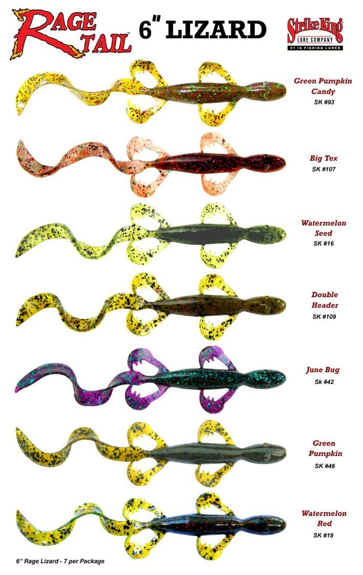 Silikona māneklis Strike King Rage Tail , Rage Lizard 6" / 15,2cm