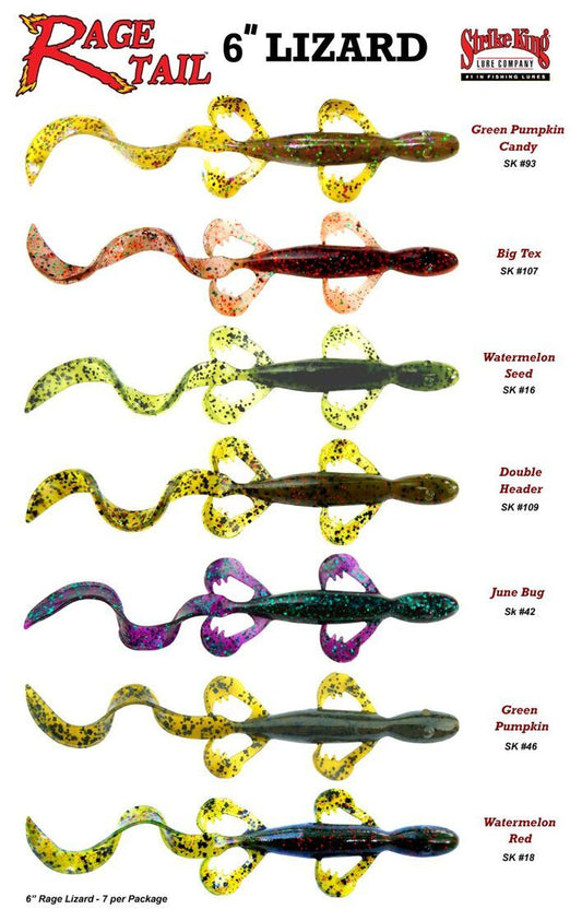 Silikona māneklis Strike King Rage Tail , Rage Lizard 6" / 15,2cm