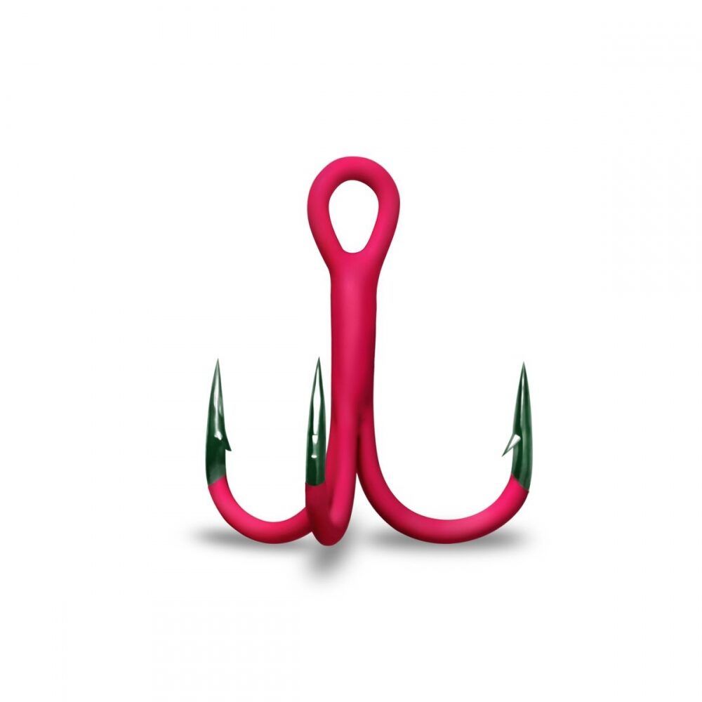 Trīsžuburu āķi GURZA ROUND TREBLE ST-36 UV RED K-3509