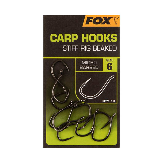 Āķi FOX Carp Hooks Stiff Rig beaked Micro Barbed