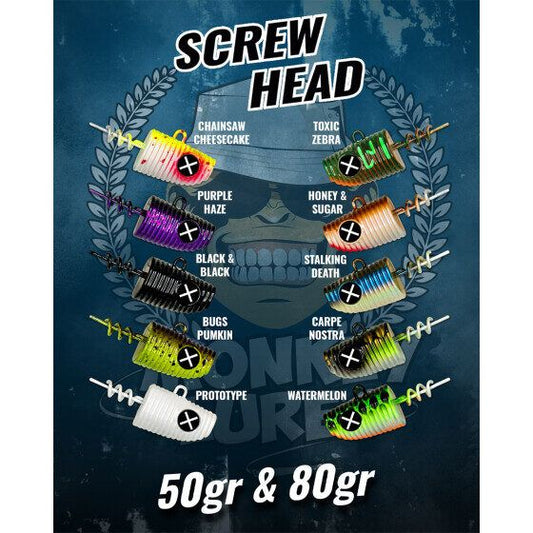 Svins Monkey Lures Screw Head 80gr , Ieskrūvējamais svins gumijas mānekļiem