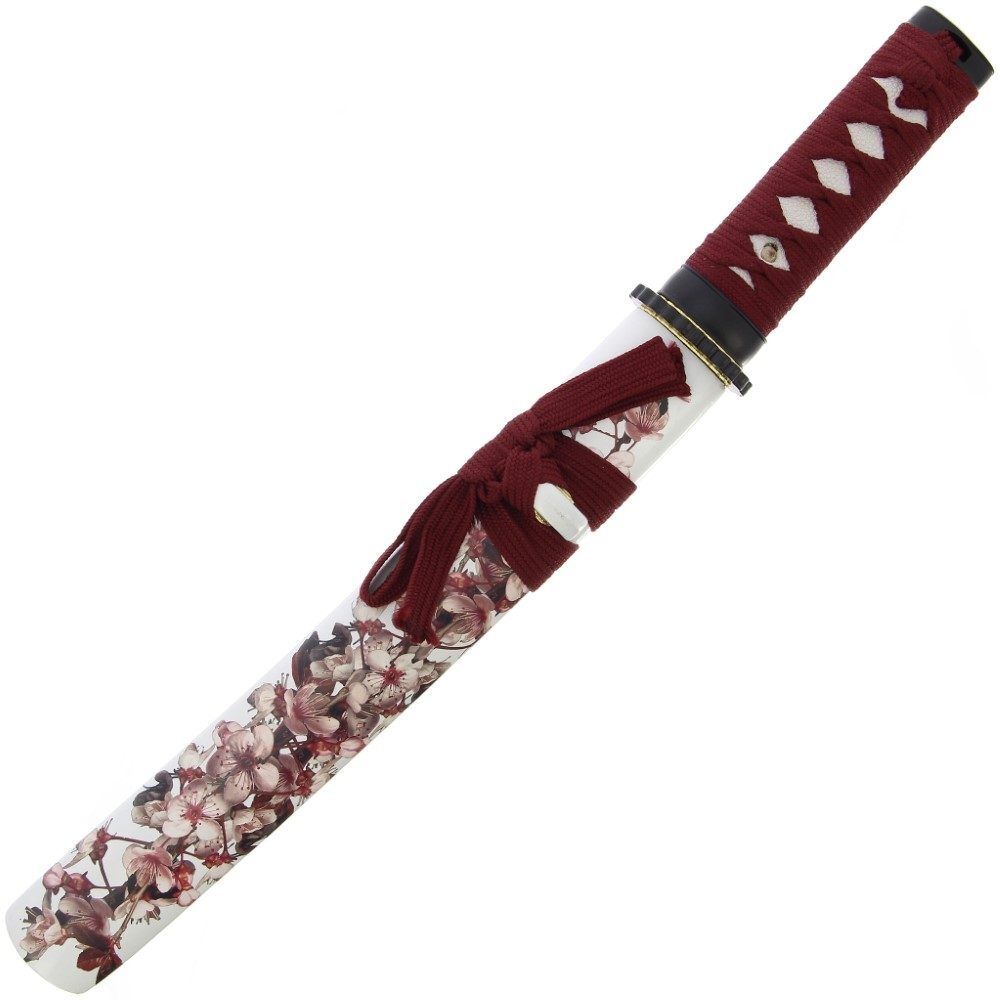 Ziedu dizaina Tanto zobens - Roku darinājums + statīvs / Hand Made Tanto Sword Set 149 Blossom design