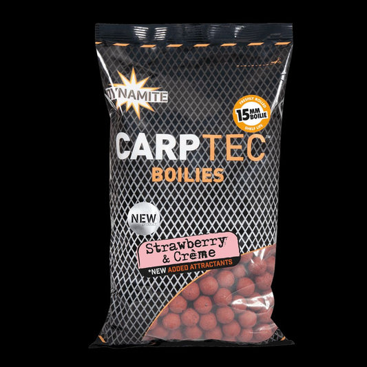 Boilas Dynamite Baits Carptec Strawberry & Crème Boilies 1,8kg