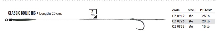 Gatavās pavadiņas Carp Zoom Classic Boilie Rig 2gab