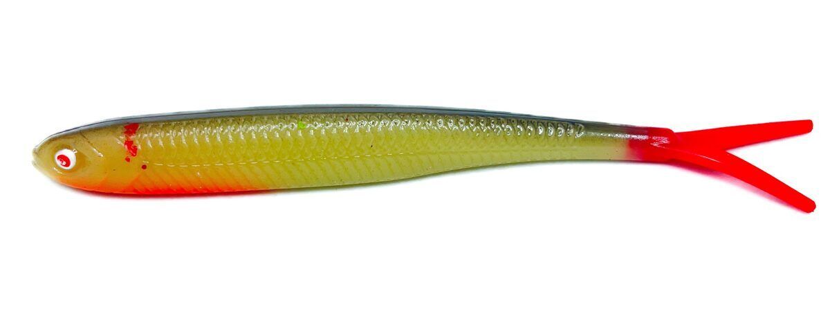 OSHELure Zander Tail Pelagic Dzeltenu Asti, 7" Silikona mānekļi Zandartiem