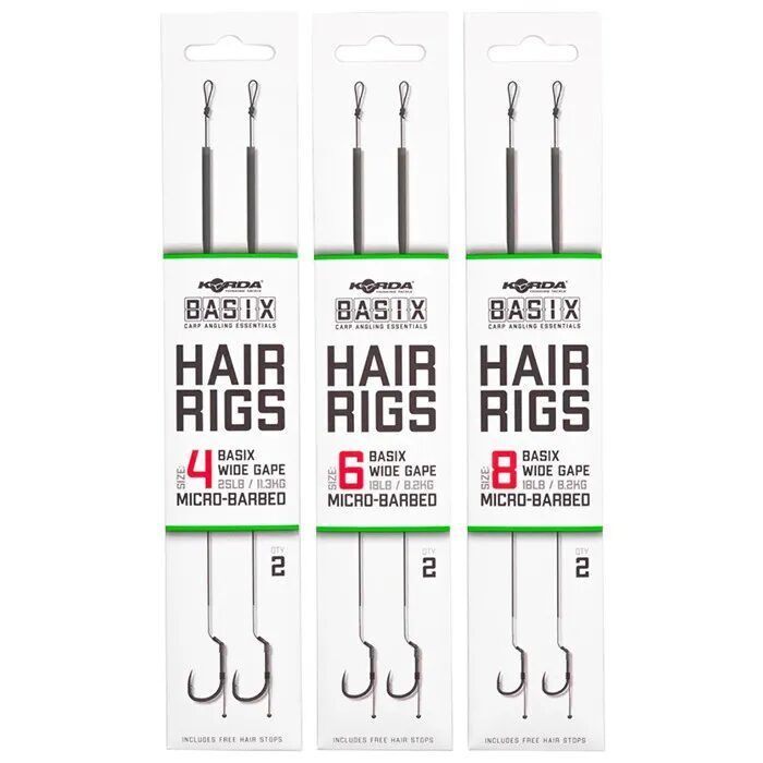 Jalutusrihmad KORDA BASIX Ready Tied Hair Rigs Wide Gape, 2 tk.