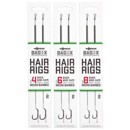 Jalutusrihmad KORDA BASIX Ready Tied Hair Rigs Wide Gape, 2 tk.
