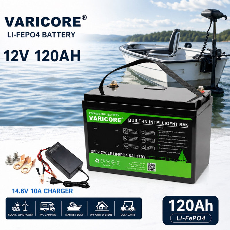 Akumulators VariCore 12V 120Ah Lithium LiFePO4 ar LCD displeju (ar lādētāju)